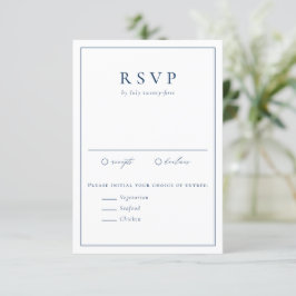 Navy Blue Simple Typografy Formal Wedding RSVP Karte