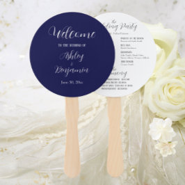 Navy Blue Simple Wedding Programm Fächer