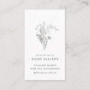 Navy Blue Sketched Florals   Modernes Minimal Visitenkarte