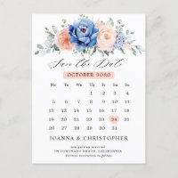 Navy Blue Slate Dusty Blush Save the Date