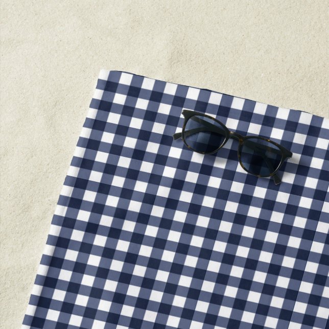 Navy Blue Small Countercore Gingham Karo Kariert Strandtuch (Beispiel)