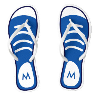 Navy Blue Sneaker Shoes Cool Funny Look Monogram Flip Flops