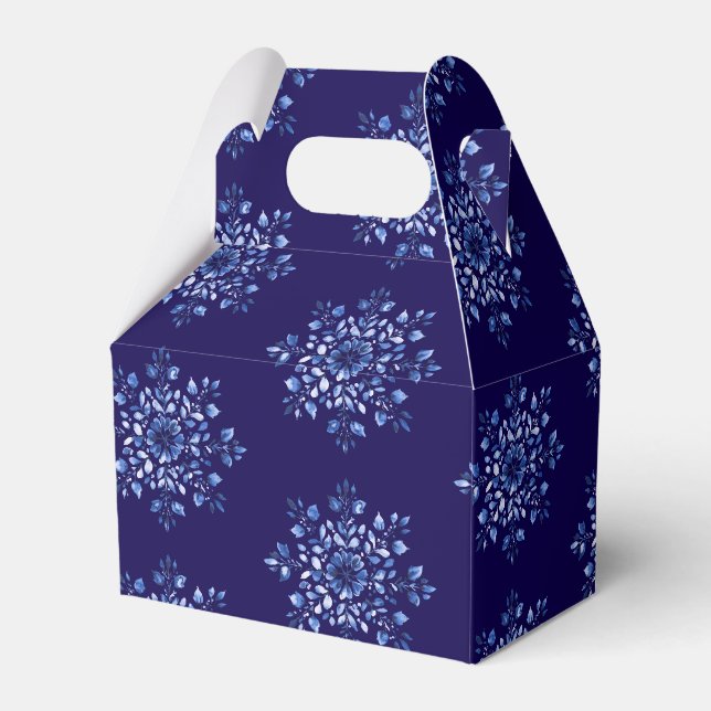 Navy Blue Snowflake Fevor Boxes Geschenkschachtel (Vorderseite)