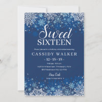 Navy Blue Snowflake Winter Sweet 16 Geburtstag
