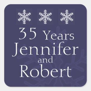 Navy Blue Snowflake Winter Umschlag Aufkleber