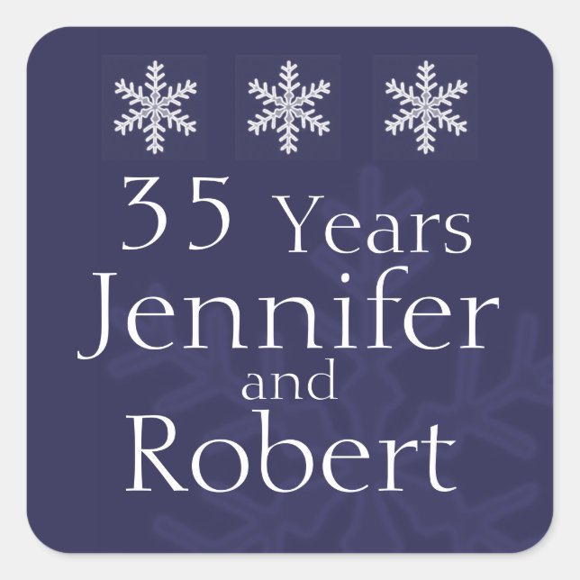 Navy Blue Snowflake Winter Umschlag Aufkleber (Vorderseite)