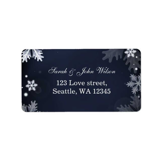 Navy Blue Snowflakes Returnaddress Label Adressaufkleber (Vorne)