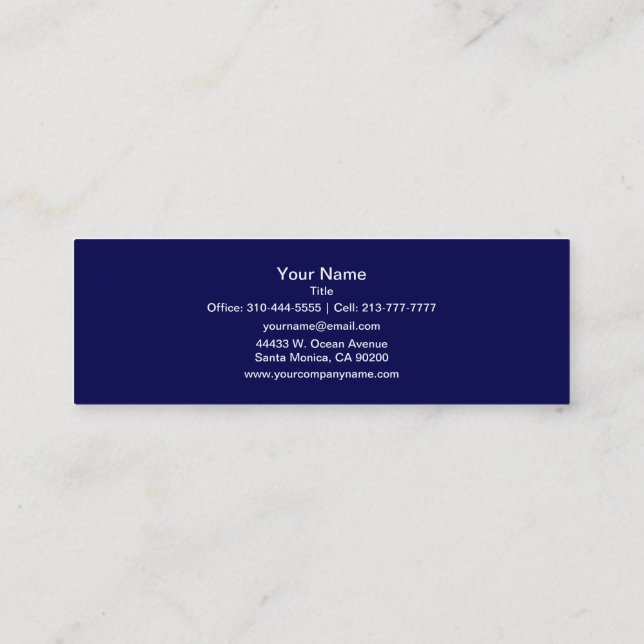 Navy Blue Solid Color Anpassen Mini Visitenkarte (Rückseite)