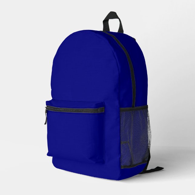 Navy Blue Solid Color Bedruckter Rucksack (Rückseitige Ecke Rechts)