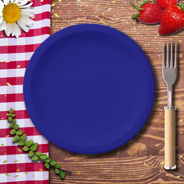 Navy Blue Solid Color | Classic | elegant Pappteller (Von Creator hochgeladen)