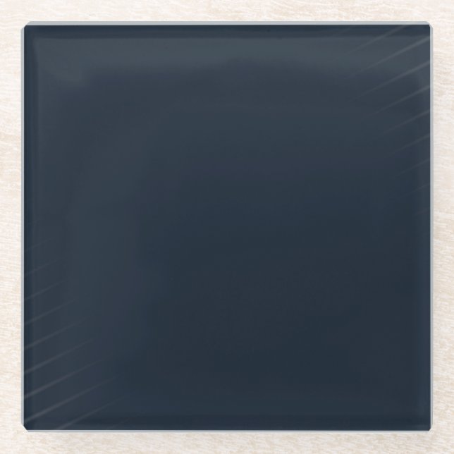Navy Blue Solid Color Glasuntersetzer (Vorderseite)