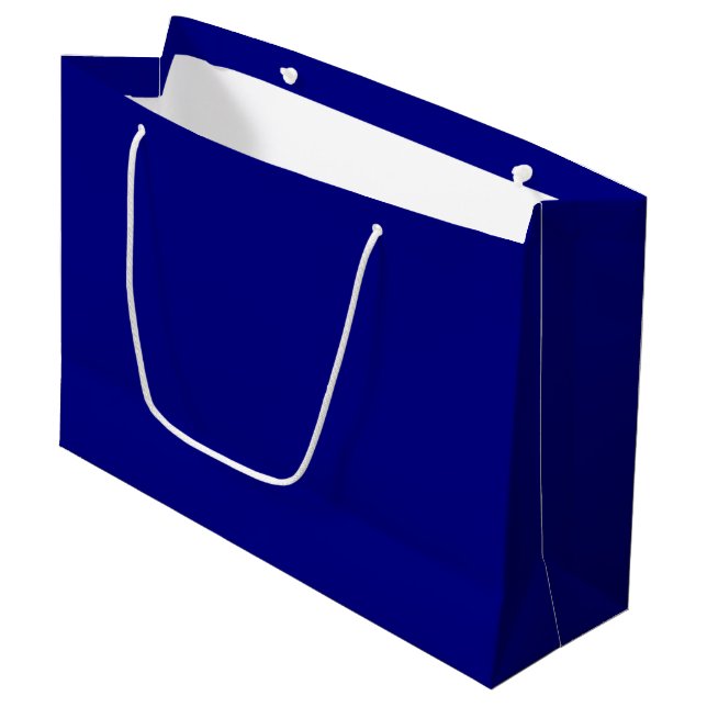 Navy Blue Solid Color Große Geschenktüte (Vorderseite Schrägansicht)