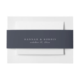 Navy Blue Solid Color Wedding Einladungsbanderole
