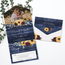 Navy Blue Sonnenblume Burgundy Rose Foto Hochzeit