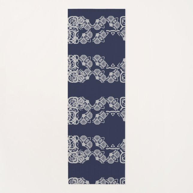 Navy Blue Soothing Pattern Yoga Mat Yogamatte (Vorderseite)