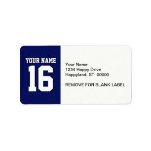 Navy Blue Sports Jersey Team Jersey Adressaufkleber
