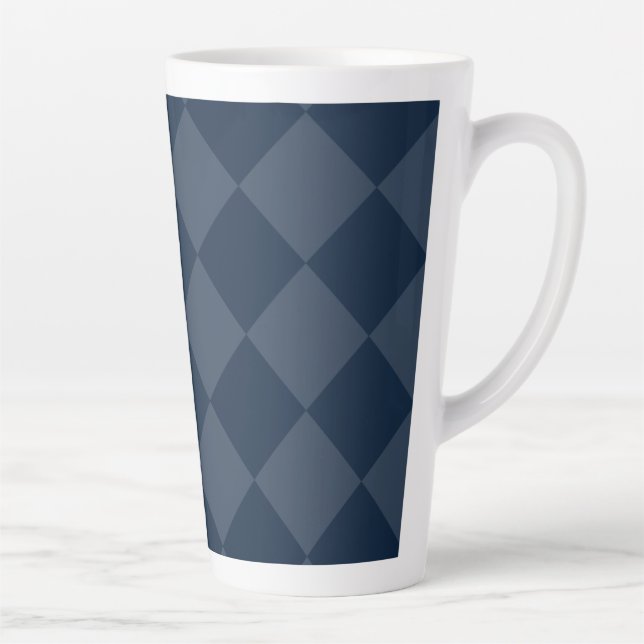 Navy Blue Square Diamonds Pattern Milchtasse (Rechts)