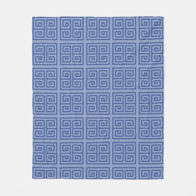 Navy Blue Square Labyrinth Klassisches griechische Fleecedecke (Vorderseite)