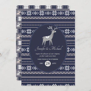 Navy Blue Stag Folk Art Weihnachten JEDE VERANSTAL Einladung