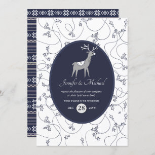 Navy Blue Stag Folk Art Xmas JEDES EREIGNIS Party Einladung