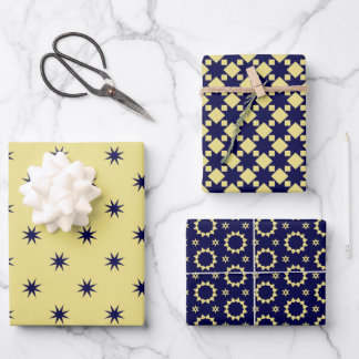 Navy Blue Stars Geschenkpapier Set