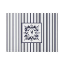 Navy-Blue-Streifen-Vintage-Label und Monogramm
