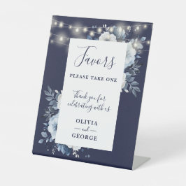 Navy Blue String Lights Floral Gastgeschenke Hochz Sockelschild