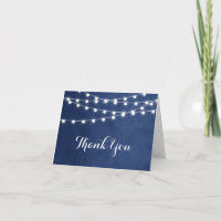 Navy Blue String Lights Hochzeit Danke Karte