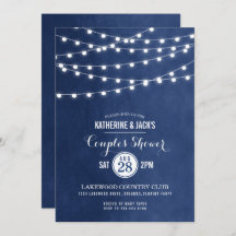 Navy Blue String Lights Paare Dusche Einladung