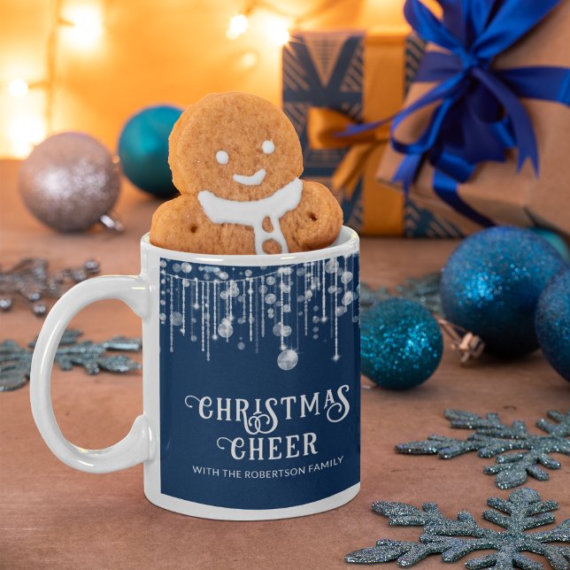 Navy Blue String Lights Weihnachts-Party Kaffeetasse (Von Creator hochgeladen)