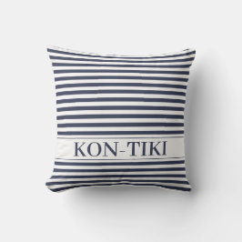 Navy Blue Striped Nautical Boat Name. Kissen