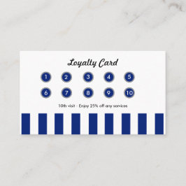 Navy Blue Stripes Retail Loyalty Card Boutique Treuekarte
