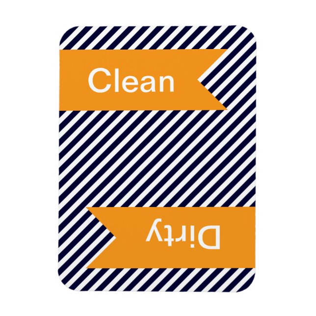 Navy Blue Striping Clean - Geschirrspülmagnete Magnet (Vertikal)
