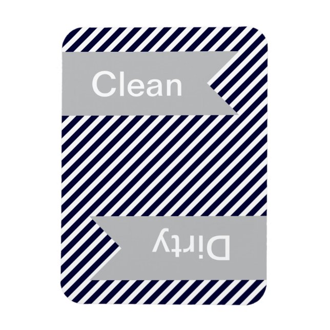 Navy Blue Striping Clean - Geschirrspülmagnete Magnet (Vertikal)