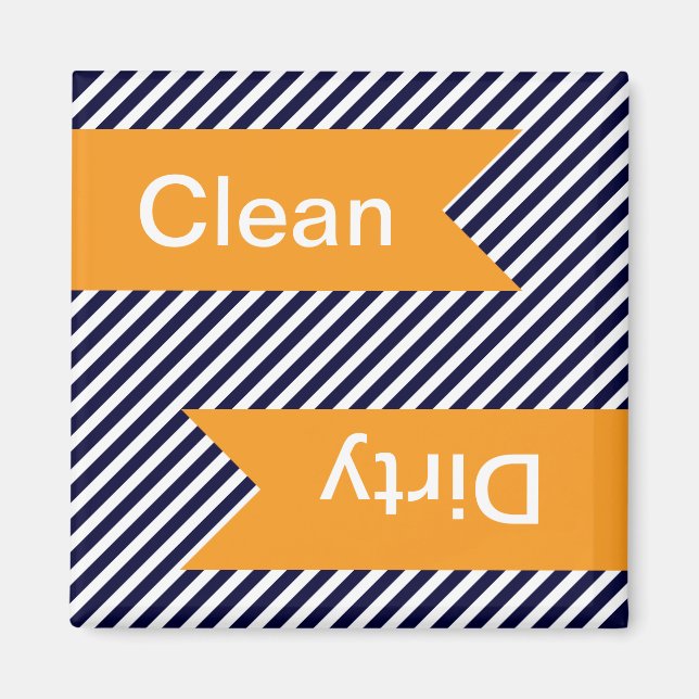 Navy Blue Striping Clean - Geschirrspülmagnete Magnet (Vorne)