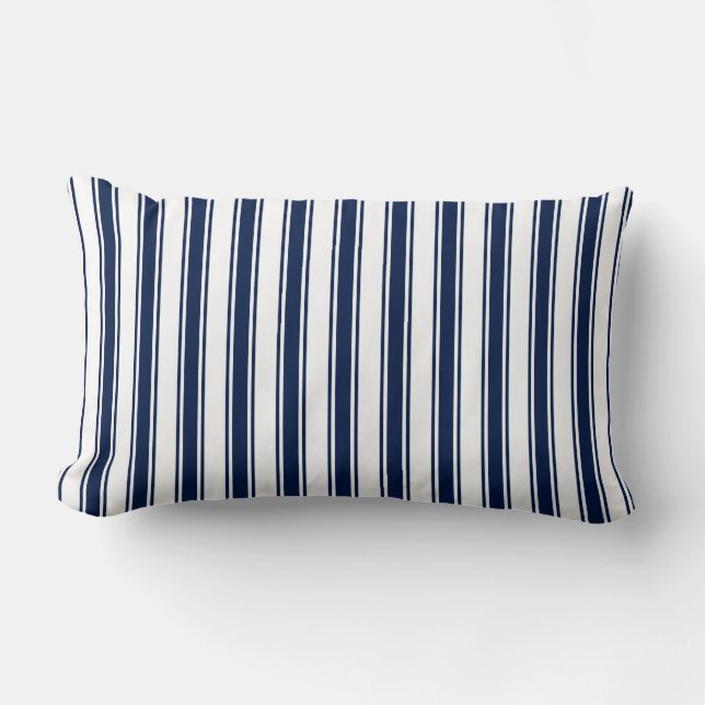 Navy Blue Striping Nautical Lumbar Pillow Lendenkissen (Vorderseite)