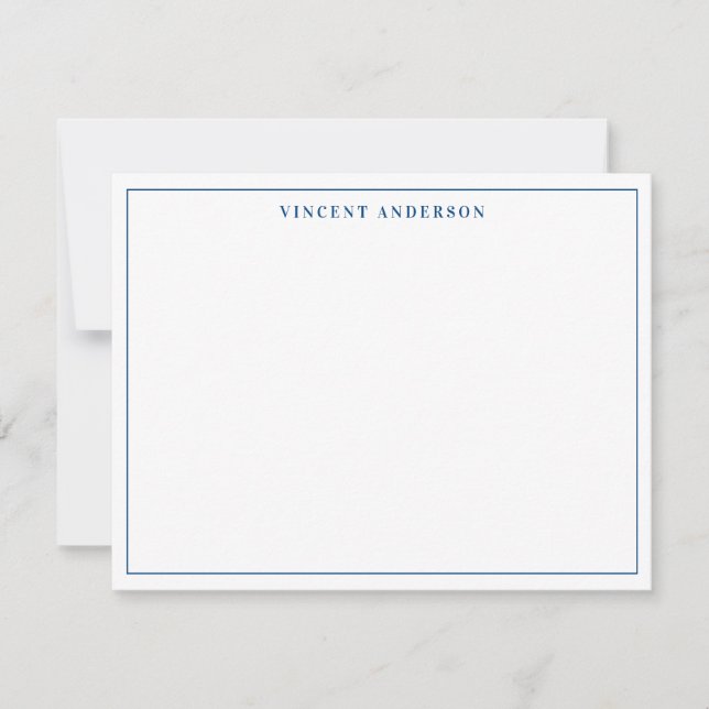 Navy Blue Stylish Classic Typografy Thin Border Mitteilungskarte (Vorderseite)