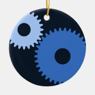 Navy Blue stylish Maschine cogs Keramikornament