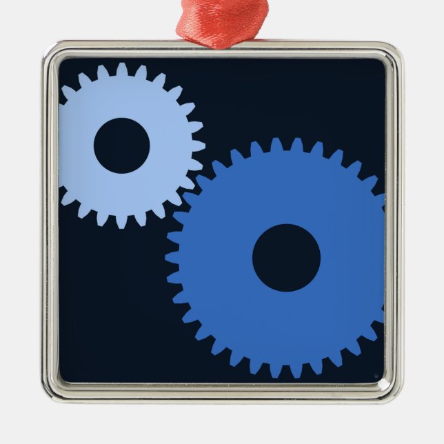 Navy Blue stylish Maschine cogs Ornament Aus Metall (Vorne)