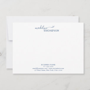 Navy Blue Stylish Script Typografy Business Mitteilungskarte