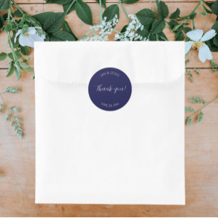 Navy Blue Stylized Wedding Vielen Dank Runder Aufkleber