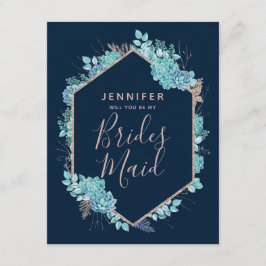Navy Blue Succules werden Sie meine Bridesmaid sei Einladung