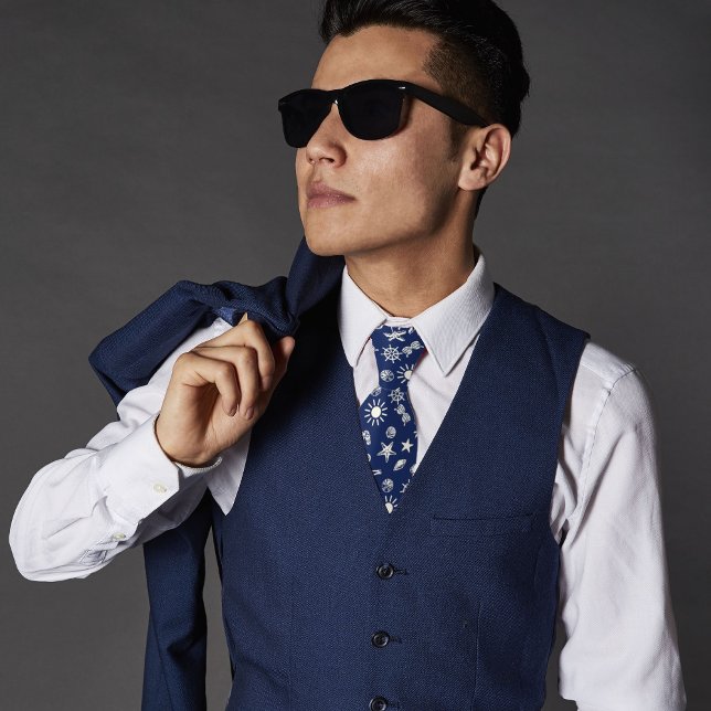 Navy Blue Summer Pattern Krawatte (Von Creator hochgeladen)