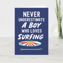 Navy-Blue-Surfer-Karten für Kinder Jungen Surfen S