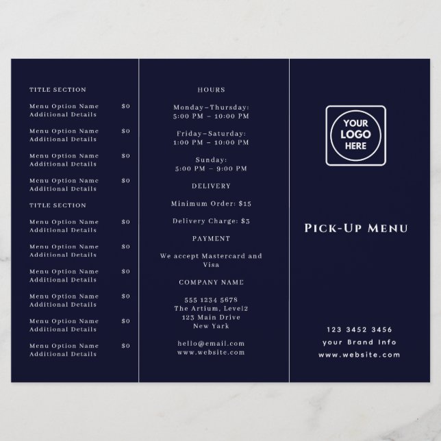 Navy Blue-Takeout-Logo | Restaurant Branding (Vorderseite)
