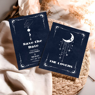 Navy Blue Tarot Die Liebenden Hochzeit Save The Date