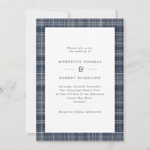 Navy Blue Tartan Scottish Winter Wedding Einladung