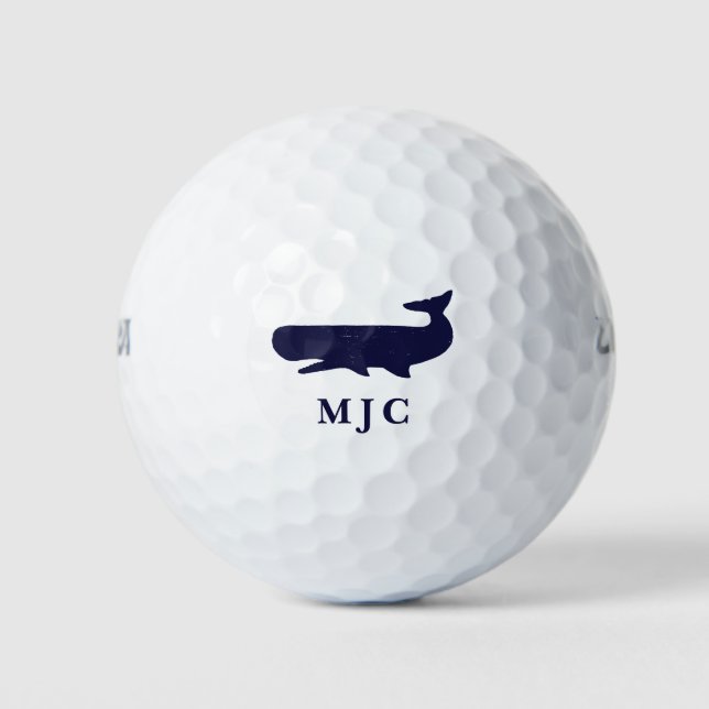 Navy Blue Template für benutzerdefinierte Monogram Golfball (Vorderseite)