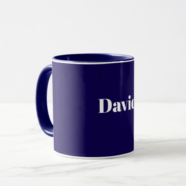Navy Blue Template, White Text, Customizable, Tasse (Vorderseite Links)