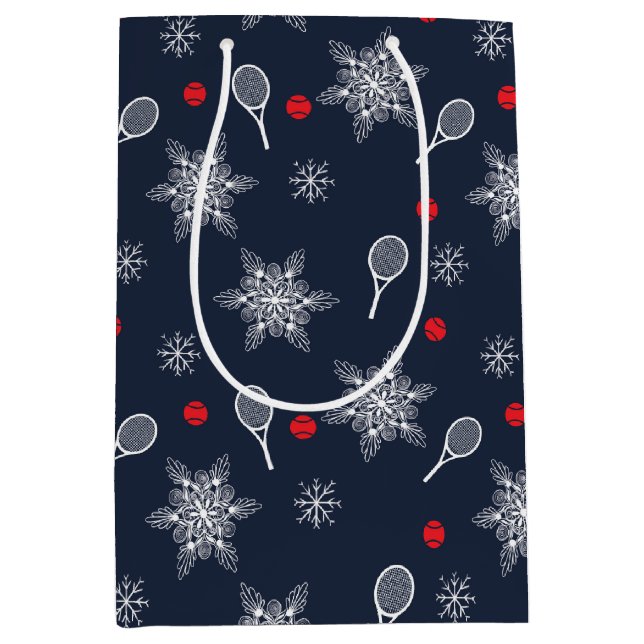 Navy Blue 💙 Tennis Weihnachten  Mittlere Geschenktüte (Vorderseite)